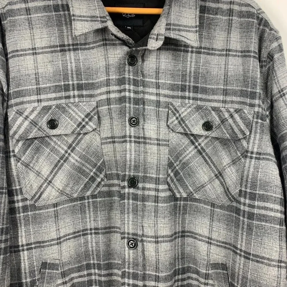 Rails Men's Worthing Button-up Lined Flannel Shirt Jacket in Grey Melange SZ XXL
